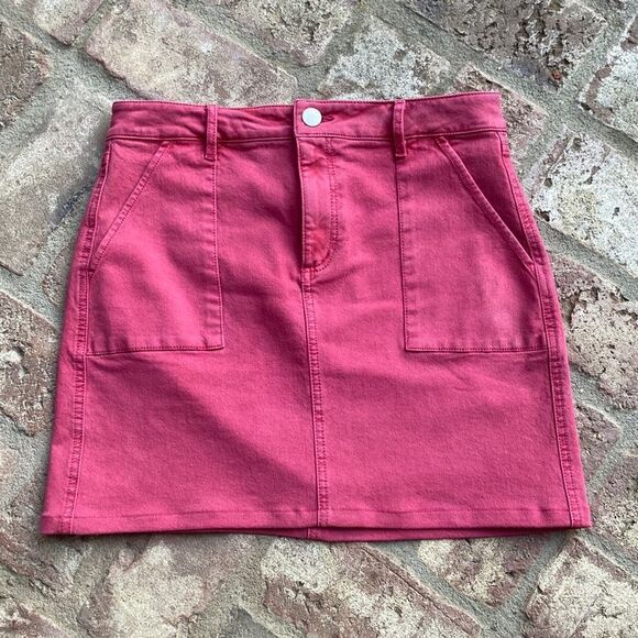 Loft Rose Colored Denim Mini Skirt Size 4 - Picture 1 of 9